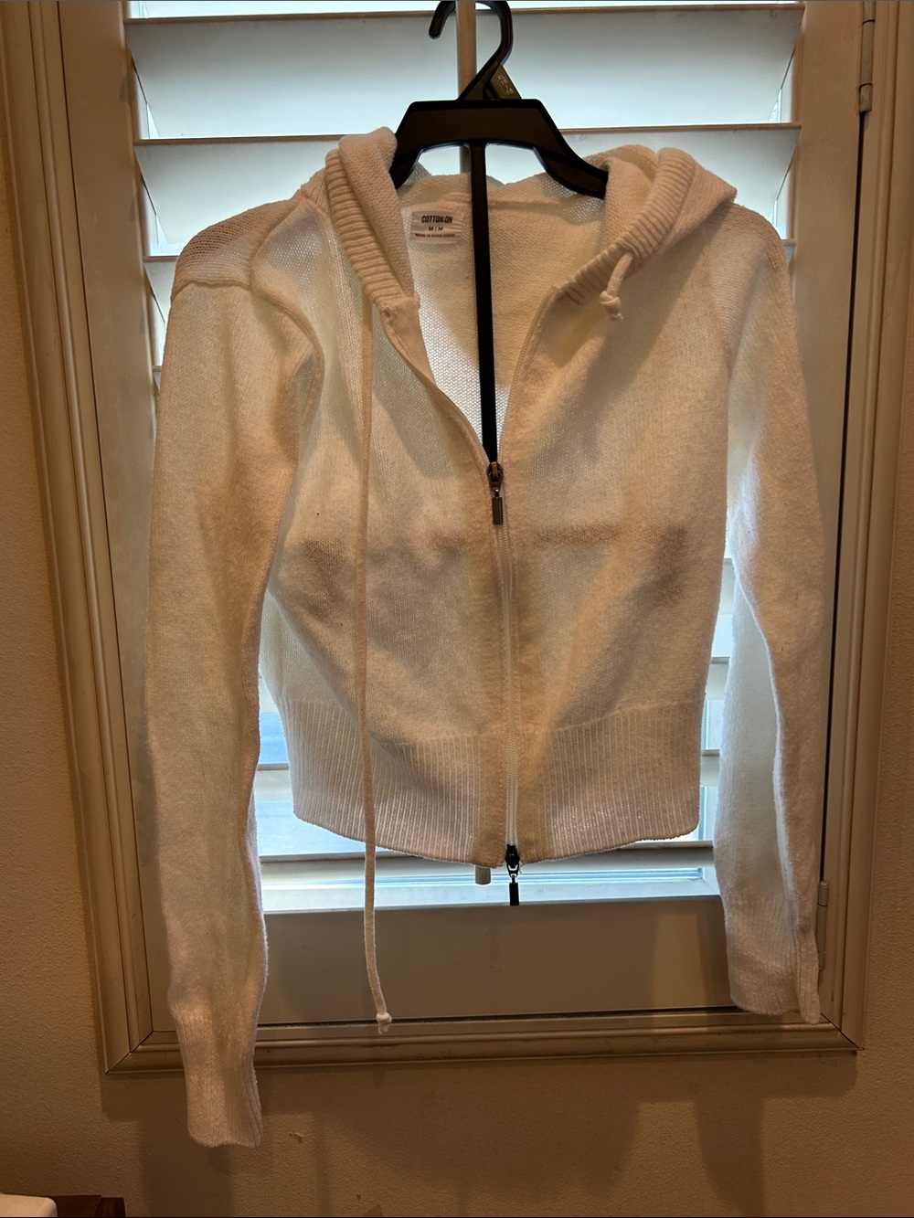 Cotton On White Zip-Up Hooded Bomber Jacket